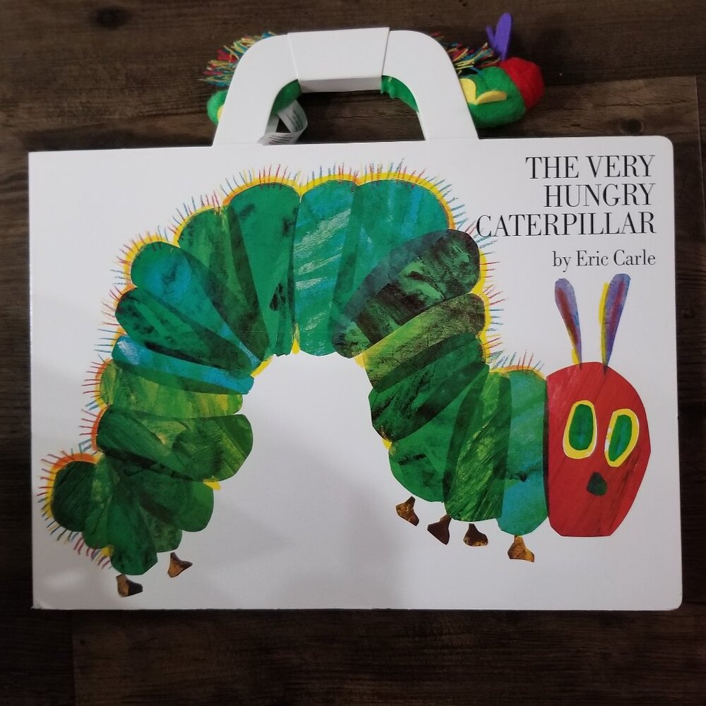 The Very Hungry Caterpillar Large Board Book by Eric Carle w/ Plush Caterpillar